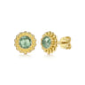 14K Yellow Gold Green Amethyst Bujukan Stud Earrings