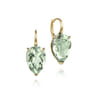 14K Yellow Gold Green Amethyst Flat Pear Earrings