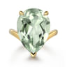 14K Yellow Gold Green Amethyst Pear Ladies Ring