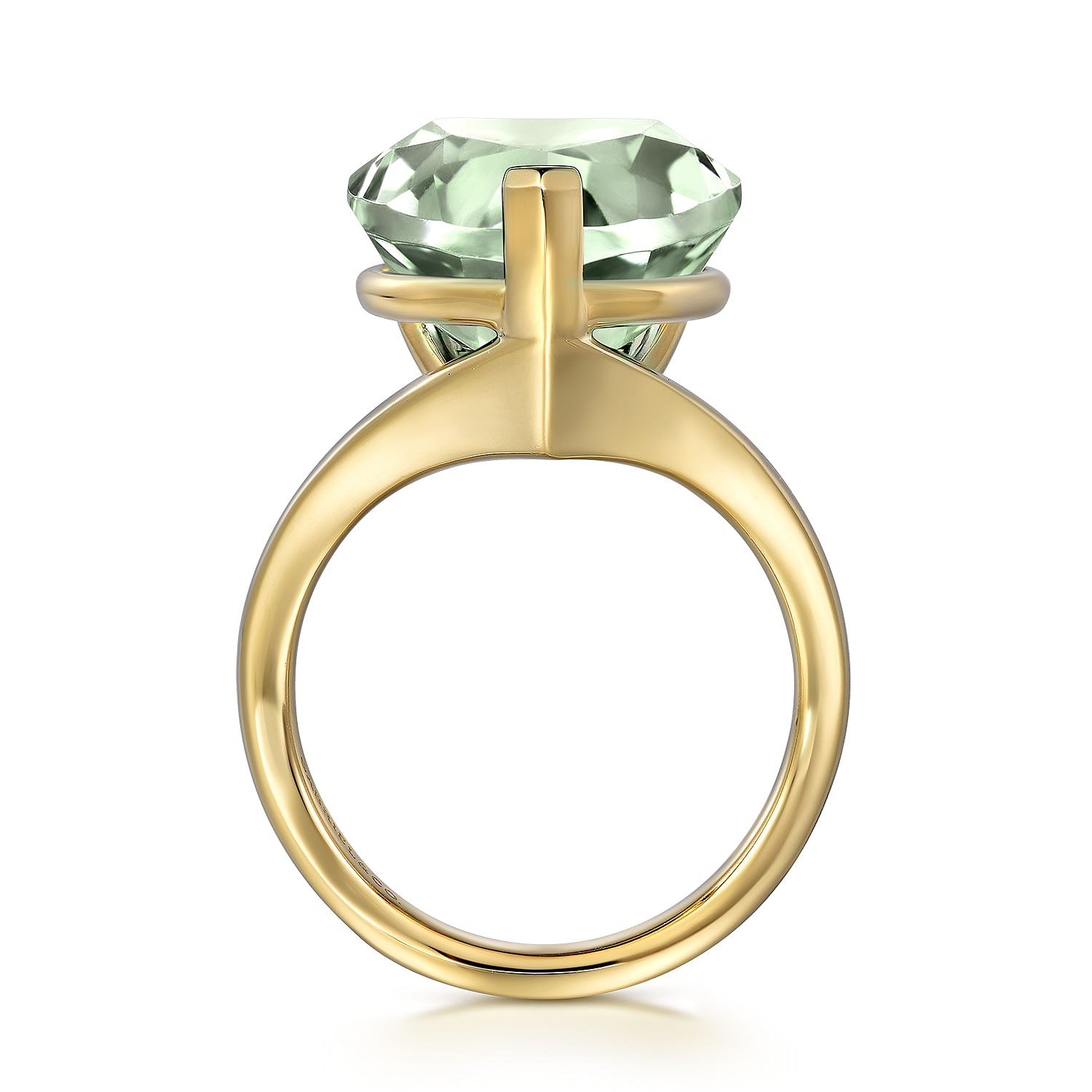14K Yellow Gold Green Amethyst Pear Ladies Ring