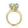 14K Yellow Gold Green Amethyst Pear Ladies Ring