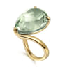 14K Yellow Gold Green Amethyst Pear Ladies Ring