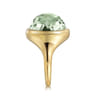14K Yellow Gold Green Amethyst Round Shape Ladies Ring With Flower Pattern J-Back