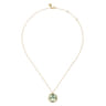 14K Yellow Gold Green Amethyst Round Shape Necklace With Flower Pattern J-Back