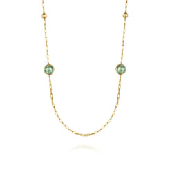 14K-Yellow-Gold-Green-Amethyst-Round-Shape-Necklace-With-Four-Stations-Beads-and-Bezel-Setting1