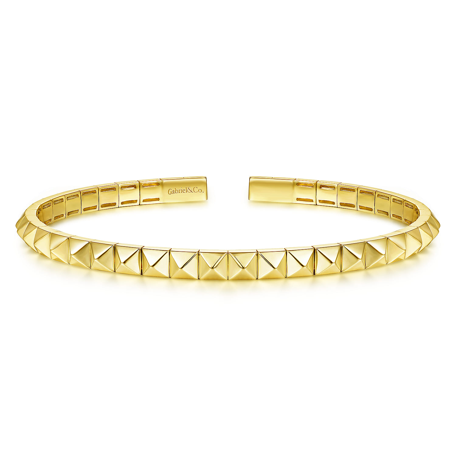 14K Yellow Gold Grommet Open Cuff Bracelet - Shot 1