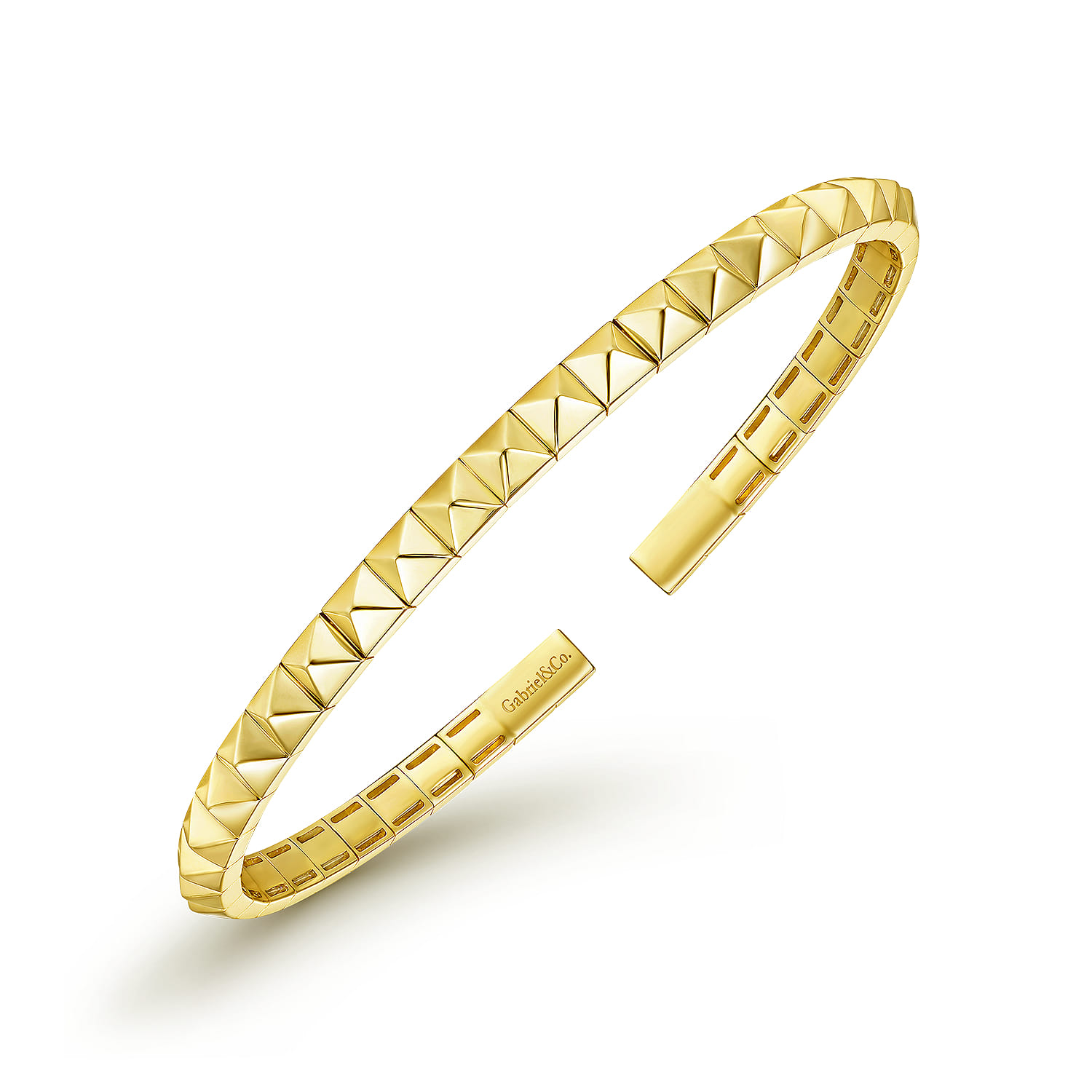 14K Yellow Gold Grommet Open Cuff Bracelet - Shot 2