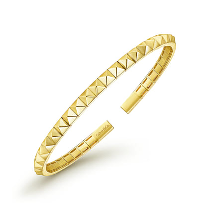 14K Yellow Gold Grommet Open Cuff Bracelet