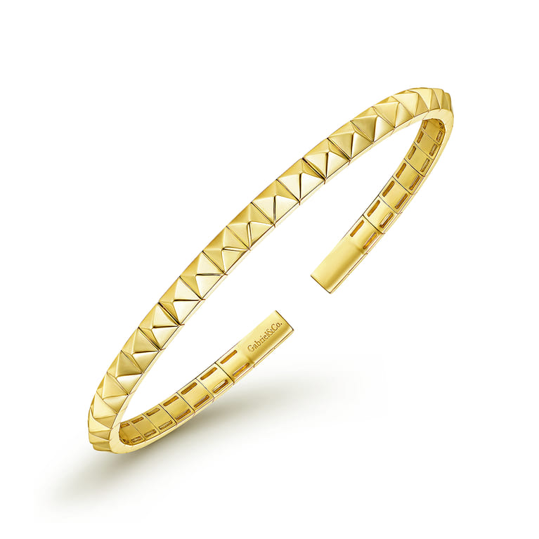 14K Yellow Gold Grommet Open Cuff Bracelet - Shot 2