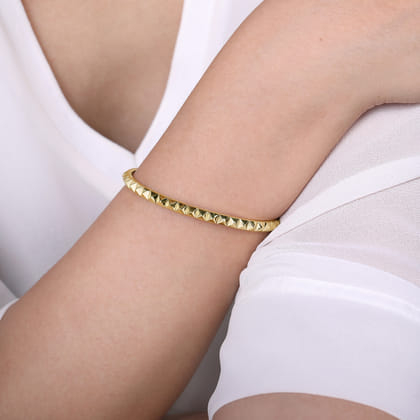 14K Yellow Gold Grommet Open Cuff Bracelet