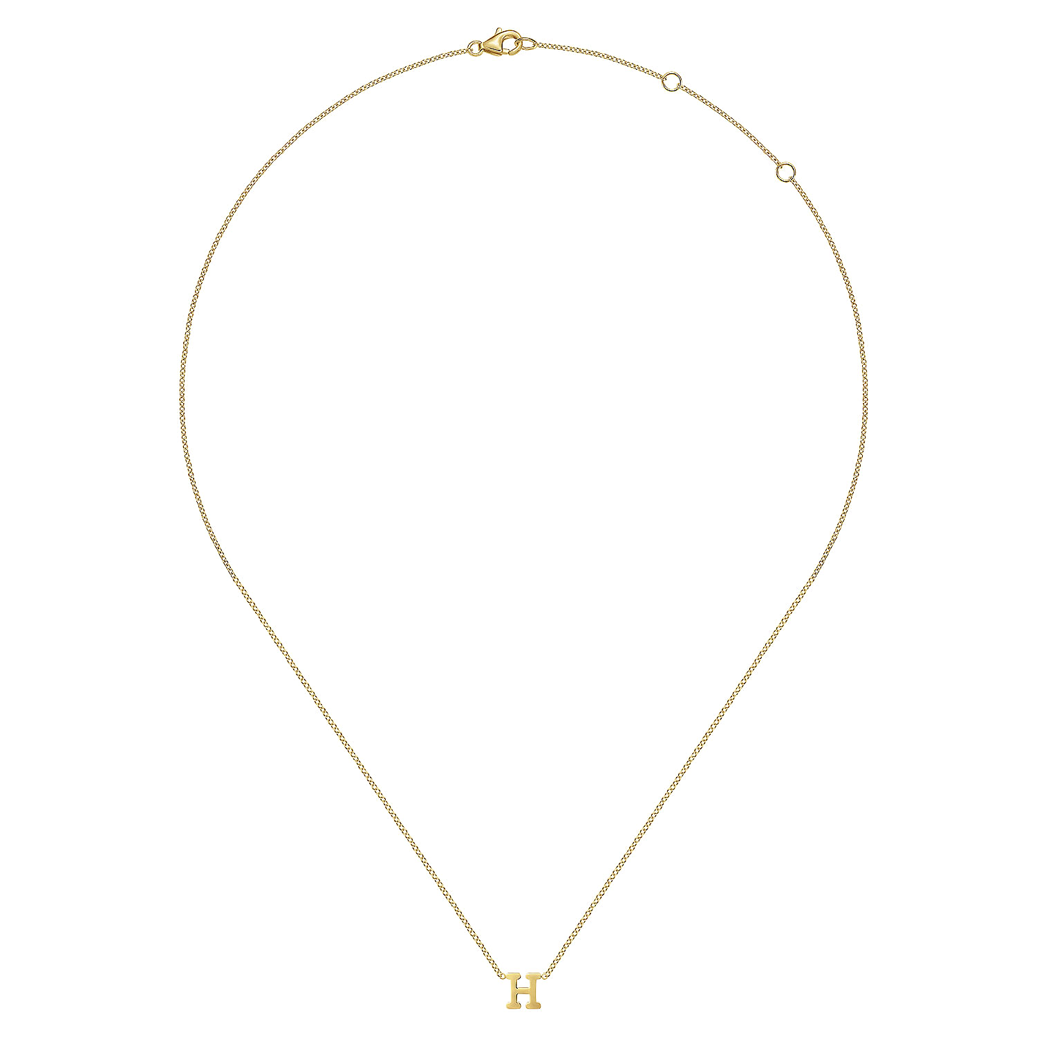 14K Yellow Gold H Initial Necklace - Shot 2