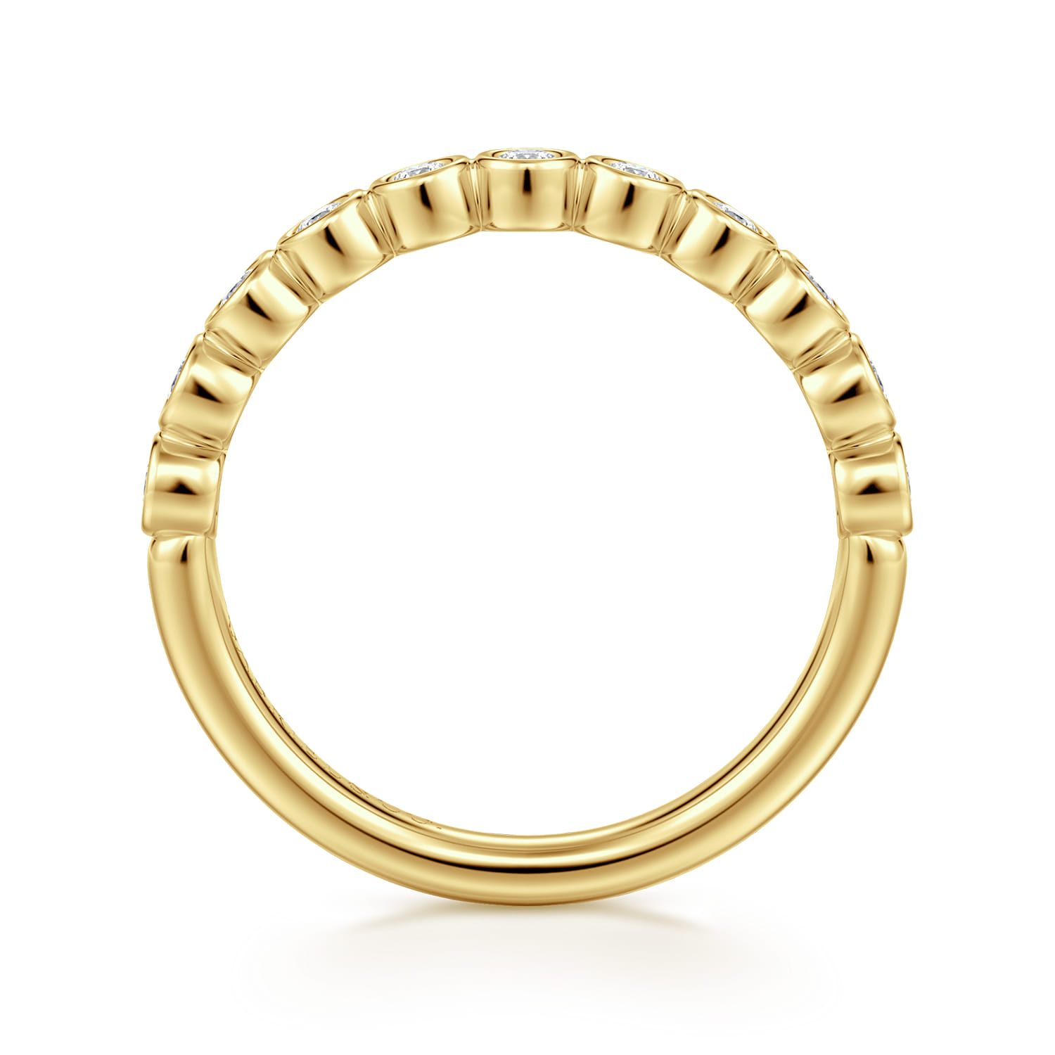 14K Yellow Gold Half Way around Bezel Diamond Wedding Band - 0.3 ct - Shot 2
