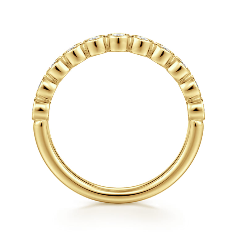 14K Yellow Gold Half Way around Bezel Diamond Wedding Band - 0.3 ct - Shot 2