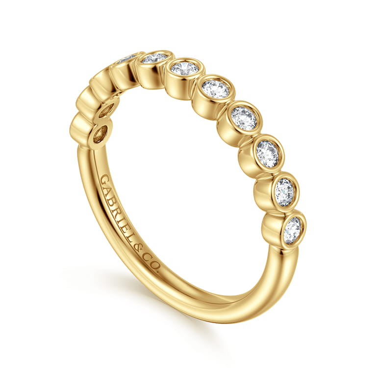 14K Yellow Gold Half Way around Bezel Diamond Wedding Band - 0.3 ct - Shot 3