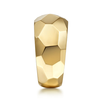 14K Yellow Gold Hammered Puff Ring