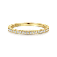 14K Yellow Gold Hand Carved Stackable Diamond Ring