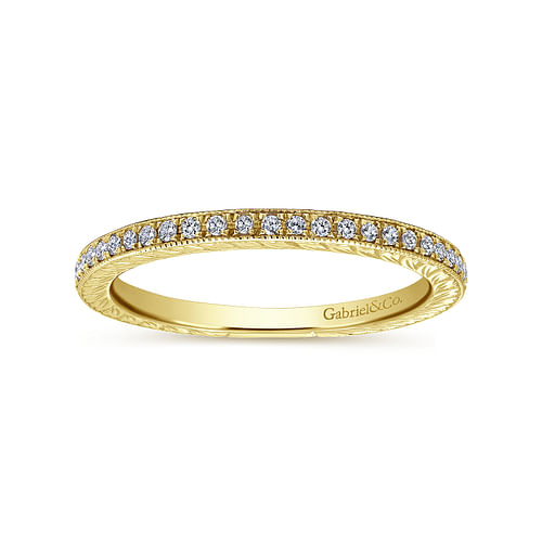14K Yellow Gold Hand Carved Stackable Diamond Ring - 0.23 ct - Shot 4