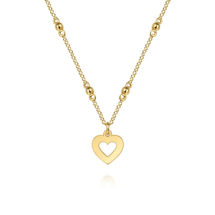 14K Yellow Gold Heart Cutout Pendant Necklace