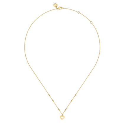 14K Yellow Gold Heart Cutout Pendant Necklace