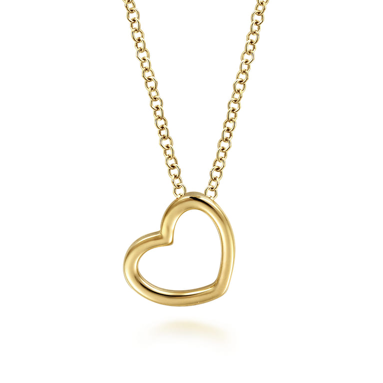 14K Yellow Gold Heart Pendant Necklace - Shot 1