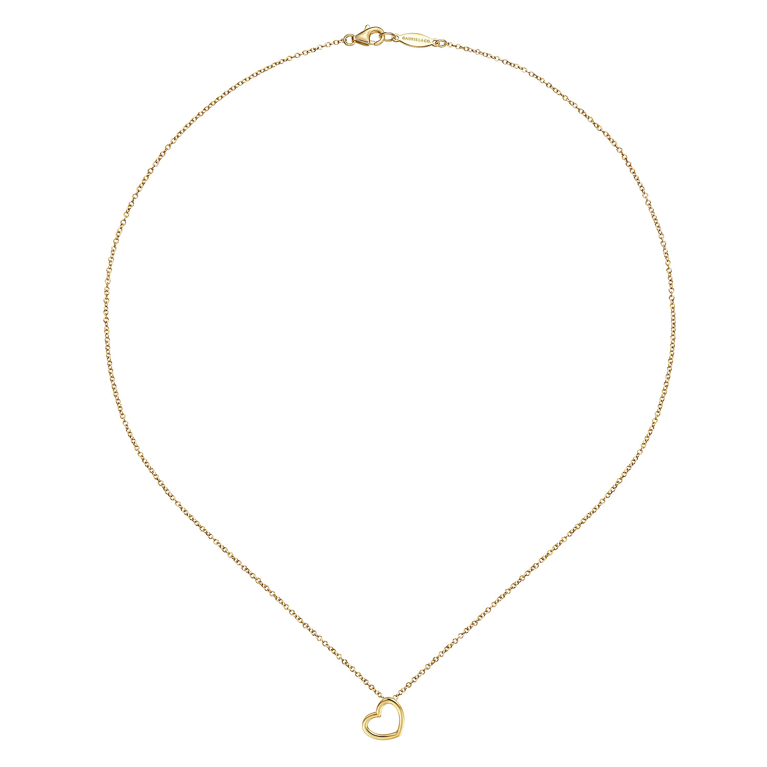 14K Yellow Gold Heart Pendant Necklace