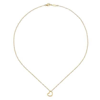 14K Yellow Gold Heart Pendant Necklace