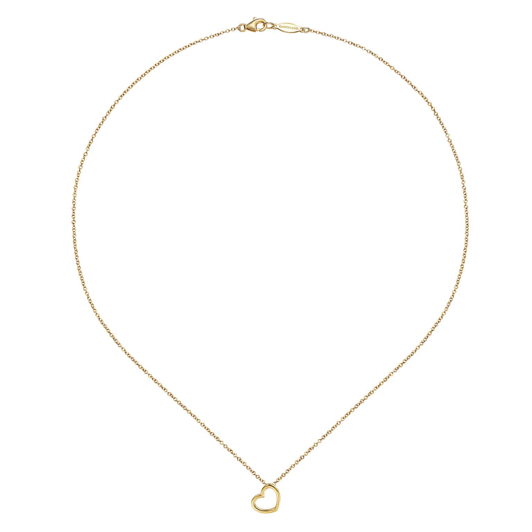 14K Yellow Gold Heart Pendant Necklace - Shot 2