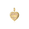 14K Yellow Gold Heart Pink Mother of Pearl Bujukan Medallion Pendant With Detachable Bail