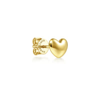 14K Yellow Gold Heart Shape Single Stud Earring