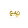 14K Yellow Gold Heart Shape Single Stud Earring