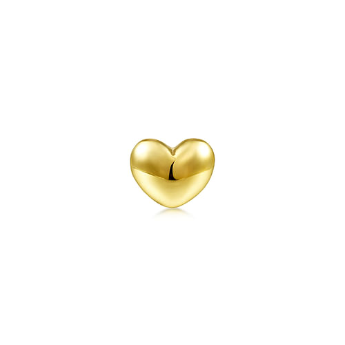 14K Yellow Gold Heart Shape Single Stud Earring - Shot 2