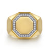 14K Yellow Gold Hexagon Diamond Ring in High Polish Finish - 0.19 ct