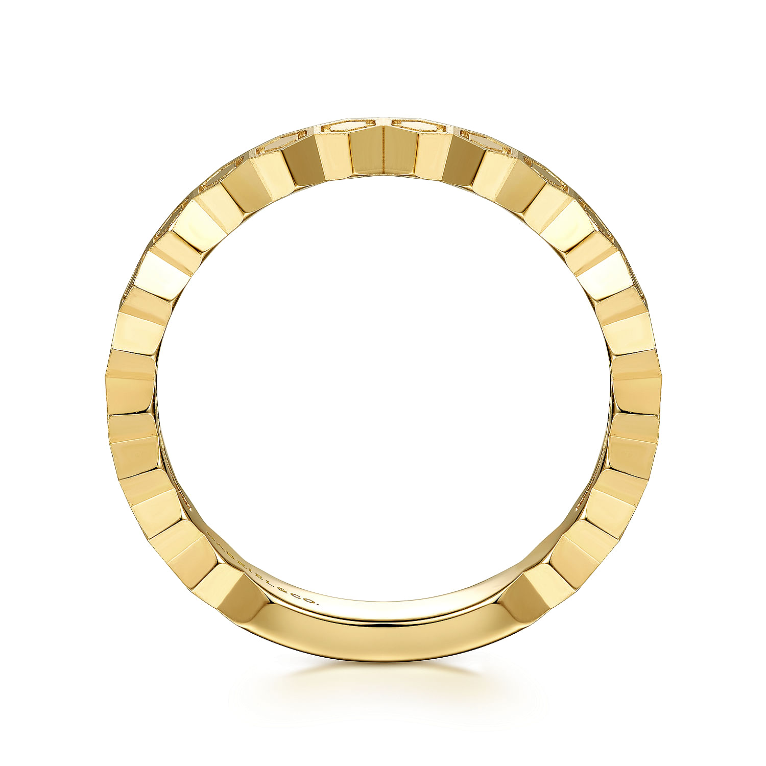 14K Yellow Gold Hexagon Station Stackable Ring - Shot 2