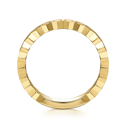 14K Yellow Gold Hexagon Station Stackable Ring