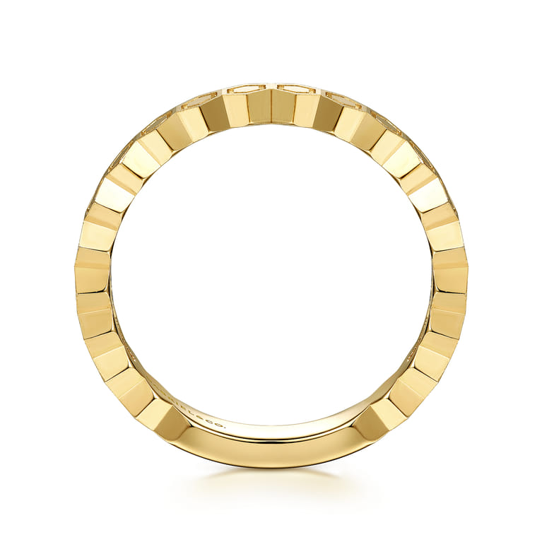 14K Yellow Gold Hexagon Station Stackable Ring - Shot 2