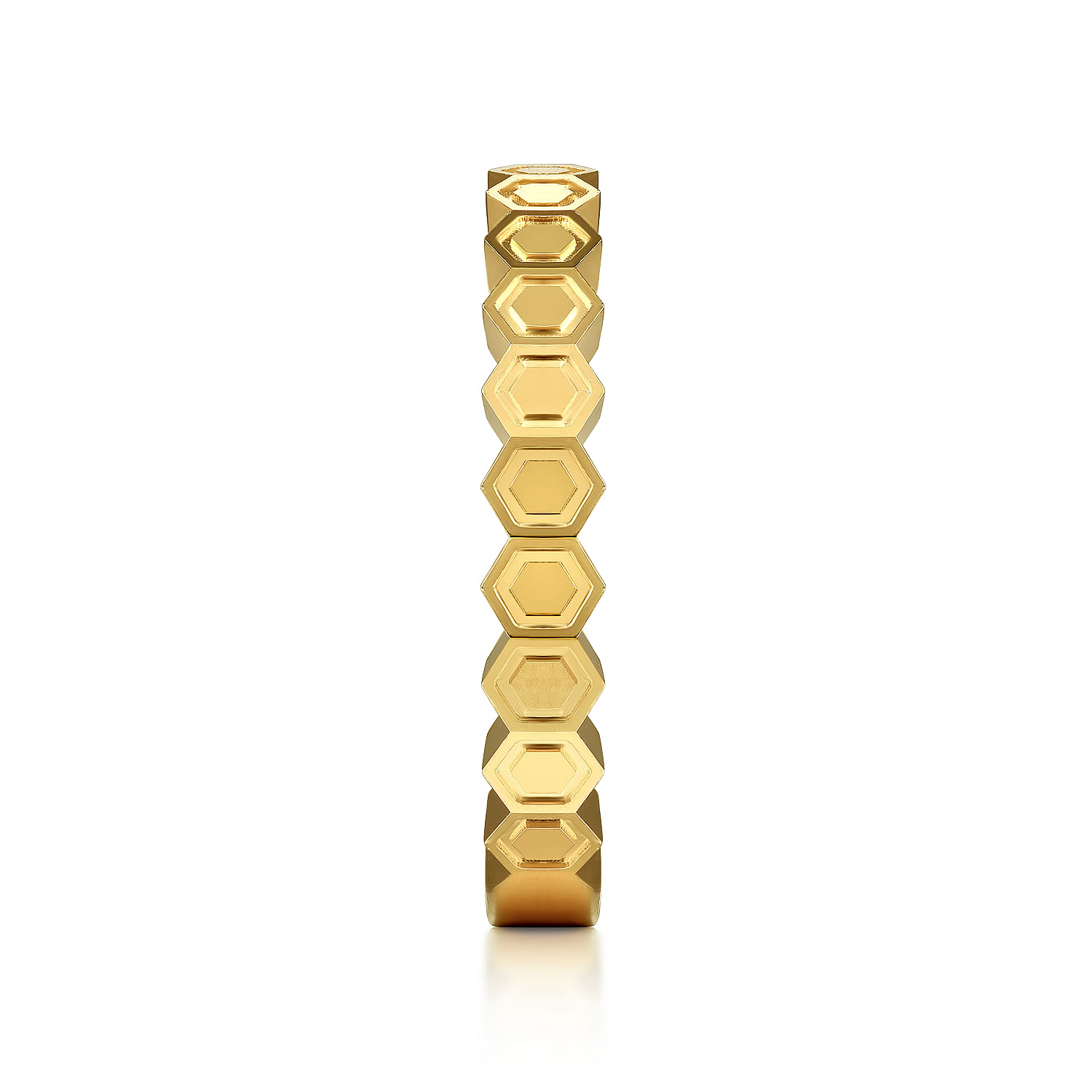 14K Yellow Gold Hexagon Station Stackable Ring - Shot 4