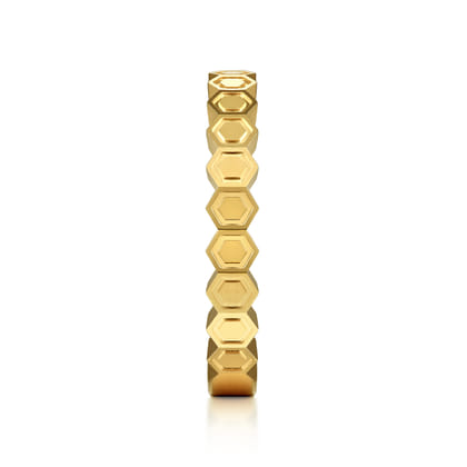 14K Yellow Gold Hexagon Station Stackable Ring