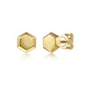 14K Yellow Gold Hexagon Stud Earrings