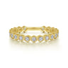 14K Yellow Gold Hexagonal Station Stackable Diamond Ring - 0.45 ct