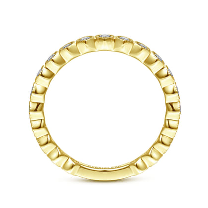 14K Yellow Gold Hexagonal Station Stackable Diamond Ring