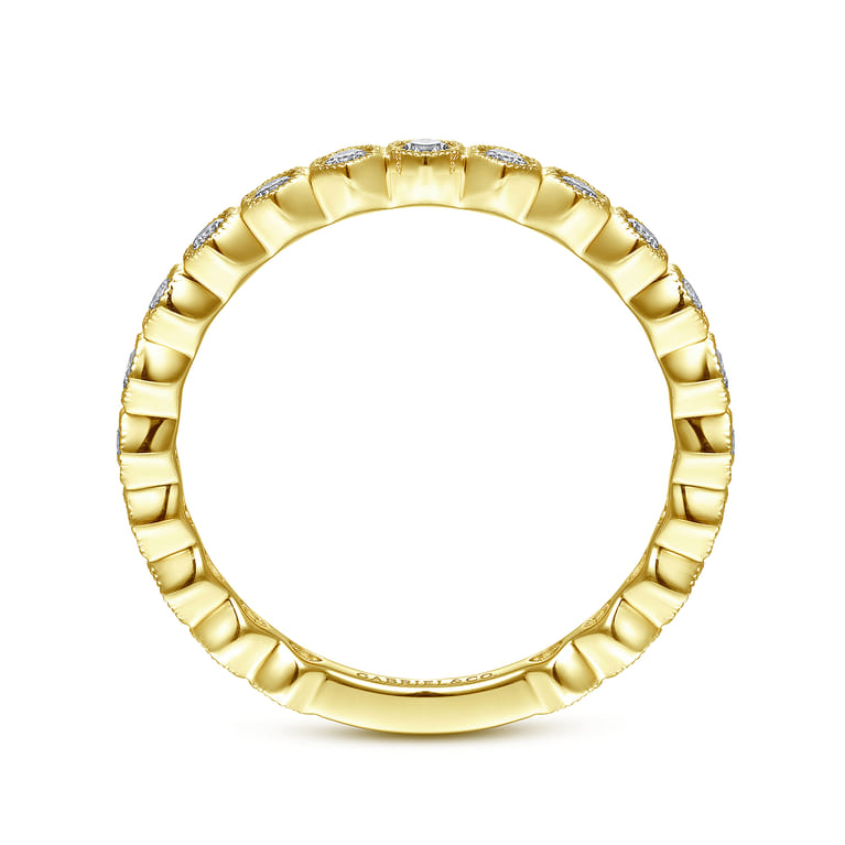 14K Yellow Gold Hexagonal Station Stackable Diamond Ring - 0.45 ct - Shot 2