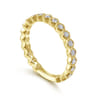 14K Yellow Gold Hexagonal Station Stackable Diamond Ring - 0.45 ct