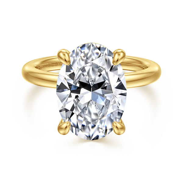Hidden Halo Oval Diamond Engagement Ring in Yellow Gold