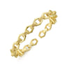 14K Yellow Gold High Polished Chain Link Cuff Bracelet with Twisted Rope Connectors