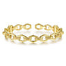 14K Yellow Gold High Polished Chain Link Cuff Bracelet with Twisted Rope Connectors