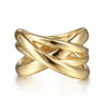 14K Yellow Gold High Polished Criss Cross Ring