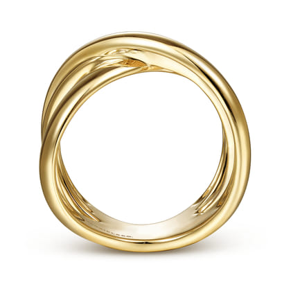 14K Yellow Gold High Polished Criss Cross Ring