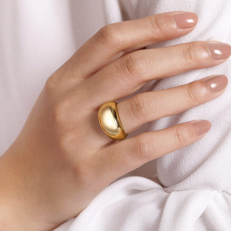 14K Yellow Gold High Polished Dome Ring - Shot 5