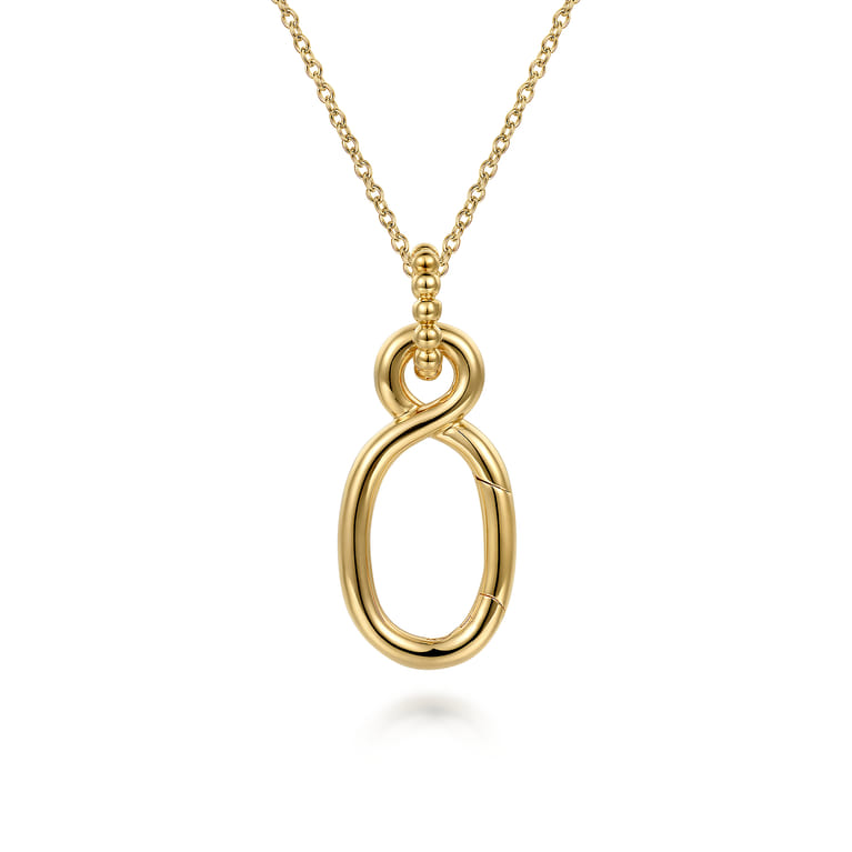 14K Yellow Gold Hinge Function Bujukan Pendant Necklace - Shot 1