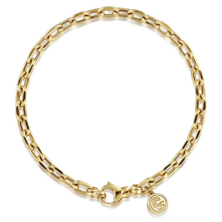 14K Yellow Gold Hollow Chain Bracelet - Shot 1